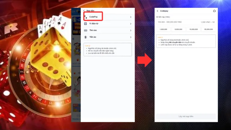 Hướng dẫn nạp tiền 78WIN qua codepay