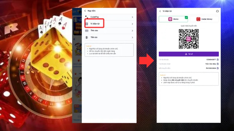 Hướng dẫn nạp tiền 78WIN qua ví điện tử