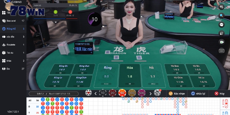 Dragon & Tiger trong Casino WM tại 78win