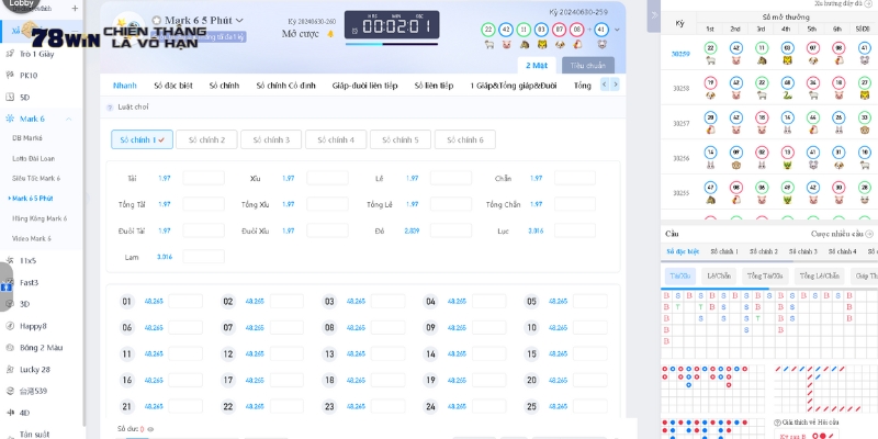 Trò chơi xổ số mark được phát trực tiếp